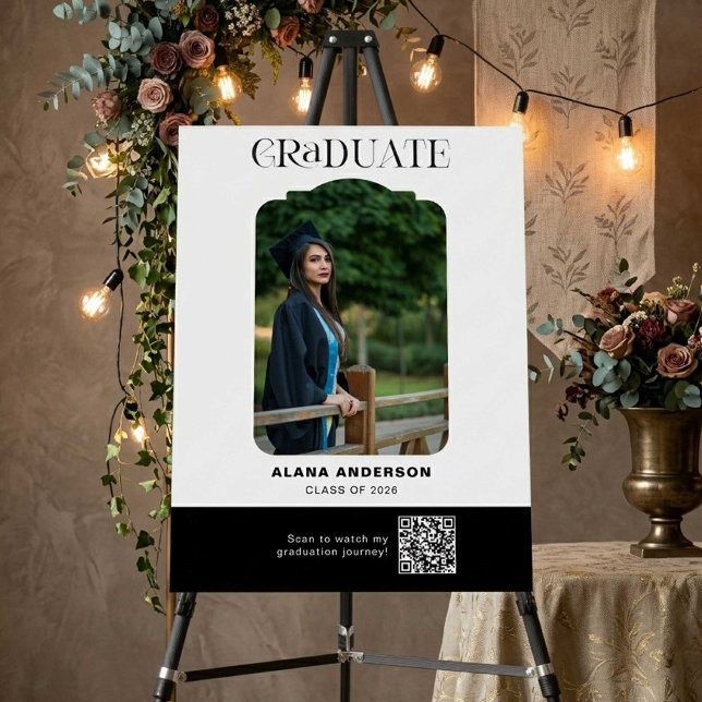 Graduation Welcome Photo QR Code Video Modern Foam Board (Creator Uploaded)