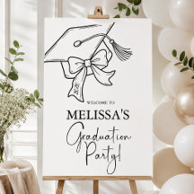 Graduation Welcome Sign, Cap Bow Grad Party