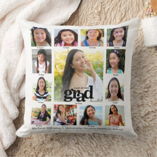 Graduation White Black K–12 Modern Photo Collage Throw Pillow