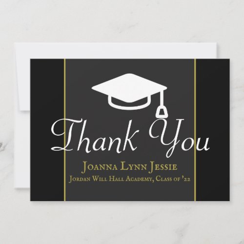 Graduation white Cap Thanks Script Maroon  Thank You Card