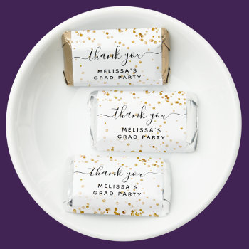 Graduation White Gold Glitter Dust Thank You Hershey's Miniatures by Thunes at Zazzle