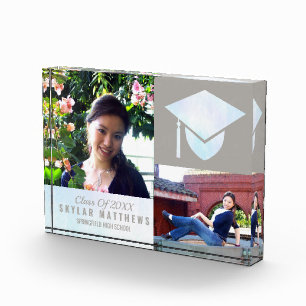 Graduation White Opal Chic Trendy Keepsake Photo Block
