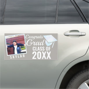 Graduation White Opal Drive By Parade 1 Photo Car Magnet