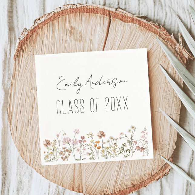 Graduation Wildflower Modern Boho Chic Napkins (Creator Uploaded)
