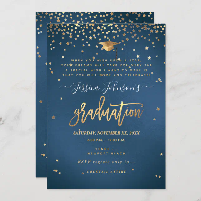 Graduation, Wish Upon the Stars Invitation, Blue Invitation | Zazzle