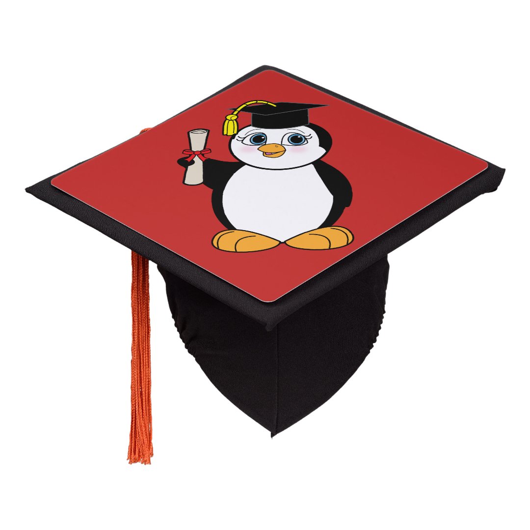 Graduation with a Penguin Dressed-up with Diploma Graduation Cap Topper ...