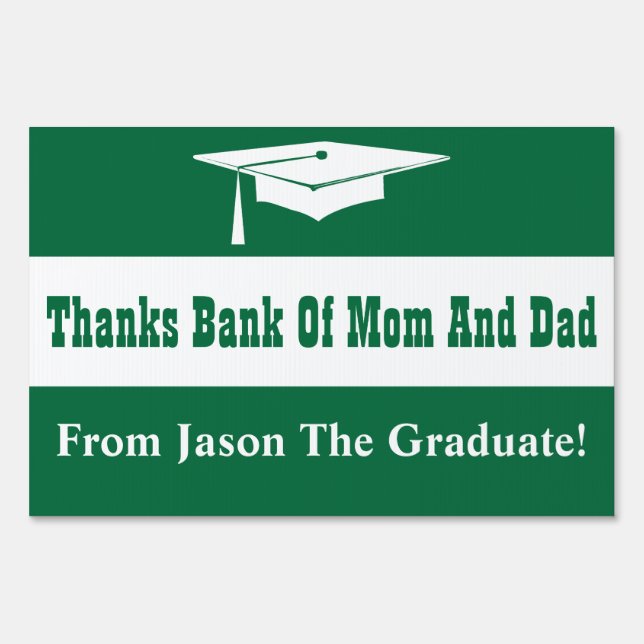 Graduation With Cap Modern Green Sign (Front)