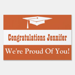 Graduation With Cap Orange Yard Sign