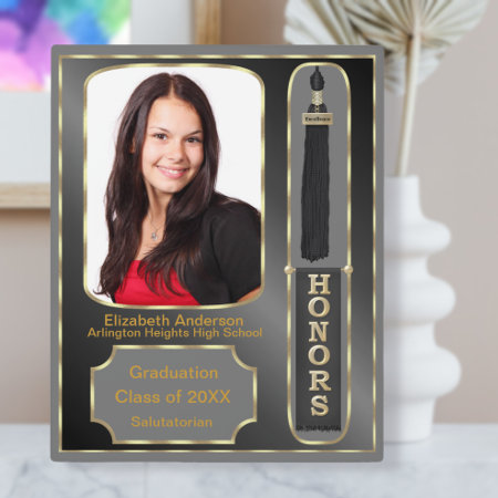 Graduation With Honors Photo Plaque Black Gray