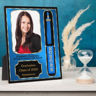 Graduation With Honors Photo Plaque Blue