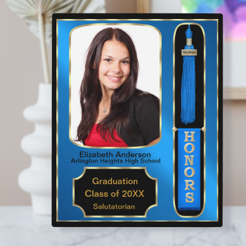 Graduation With Honors Photo Plaque Blue by MonogramsandMonikers at Zazzle