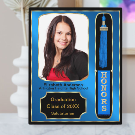 Graduation With Honors Photo Plaque Blue
