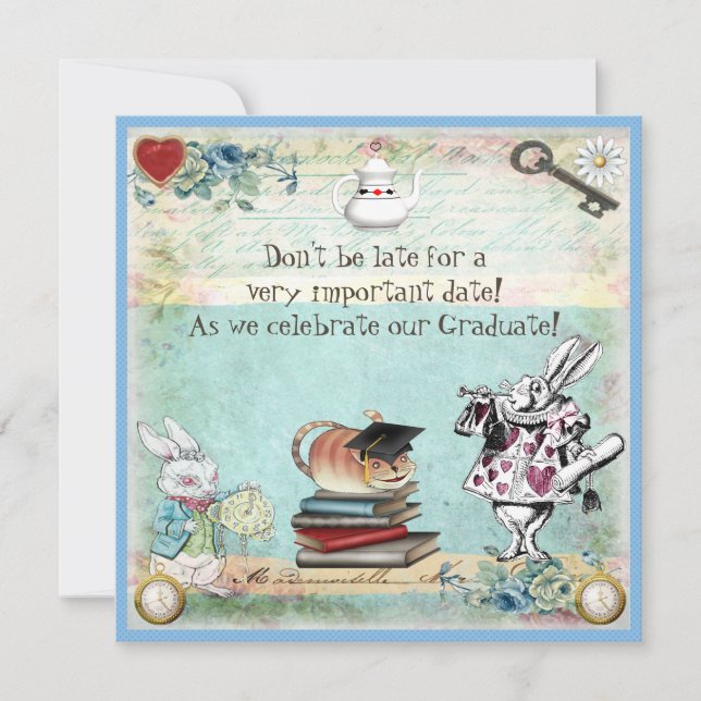 Graduation Wonderland Tea Party Invitation (Front)