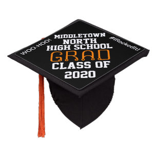 Graduation Woo-Hoo Black Orange Graduation Cap Topper