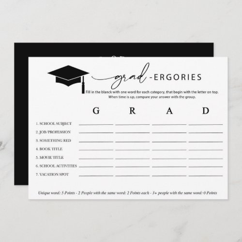 Graduation Word Game Invitation