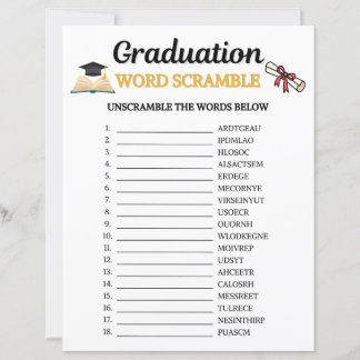 Graduation Word Scramble Game