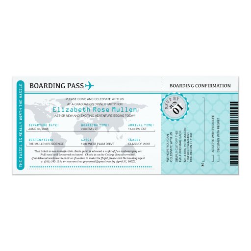 Graduation World Traveler Boarding Pass Card | Zazzle