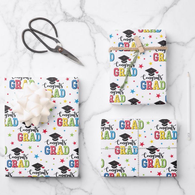 Graduation Wrapping Paper, Congratulations Gift Paper Sheets (Front)