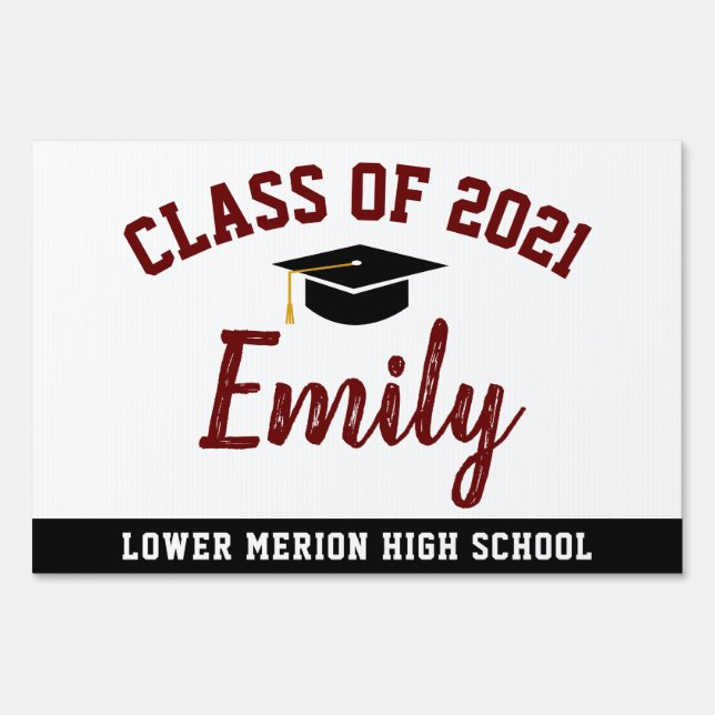 Graduation Yard Sign, Class of 2021 Lawn Sign (Back)