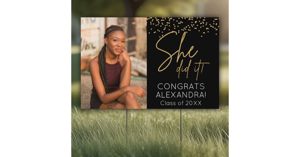 Graduation Yard Sign Gold and Black | Zazzle