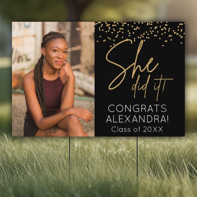 Graduation Yard Sign Gold and Black (Creator Uploaded)