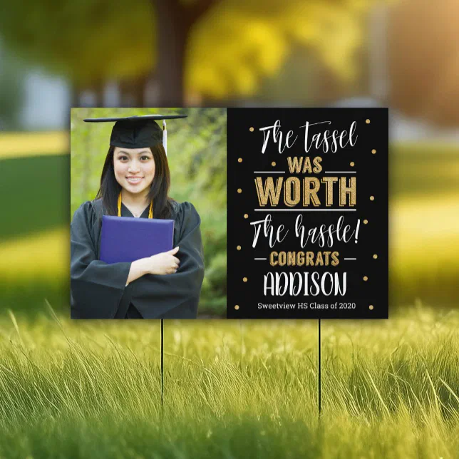Graduation Yard Sign Gold and Black | Zazzle