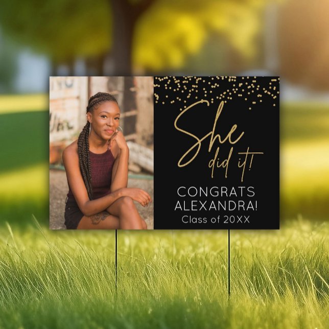 Graduation Yard Sign Gold and Black (Creator Uploaded)