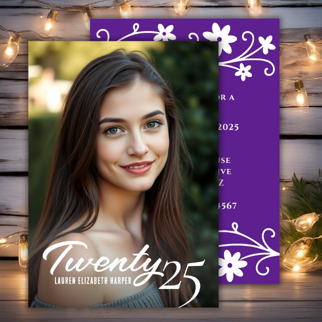 Graduation Year And Photo Purple Graduation Party Invitation (Graduation Year And Photo Purple Graduation Party Invitation)