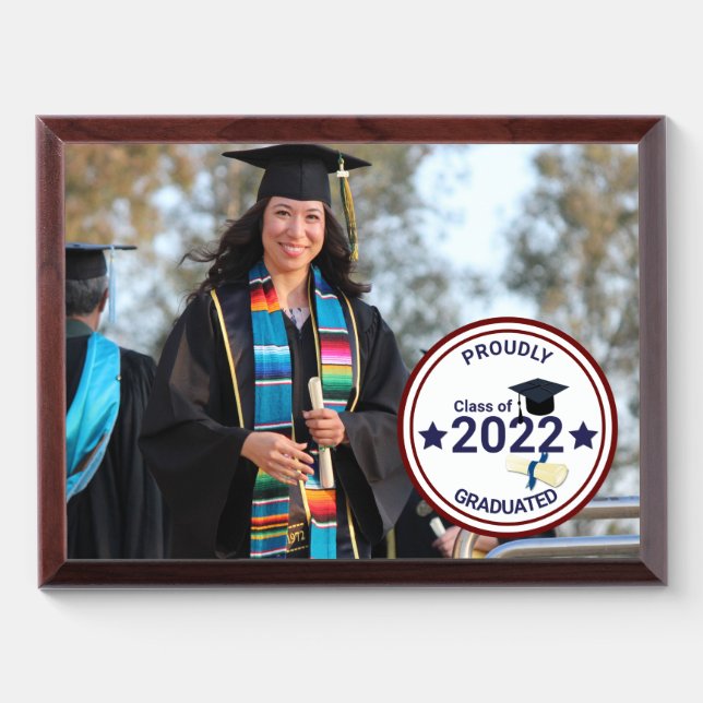 Graduation year elegant class of 2022 photo  award plaque (Horizontal)