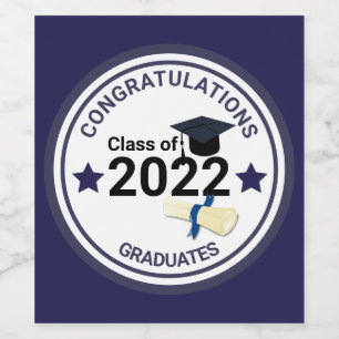 Graduation year elegant class of 2022  wine label