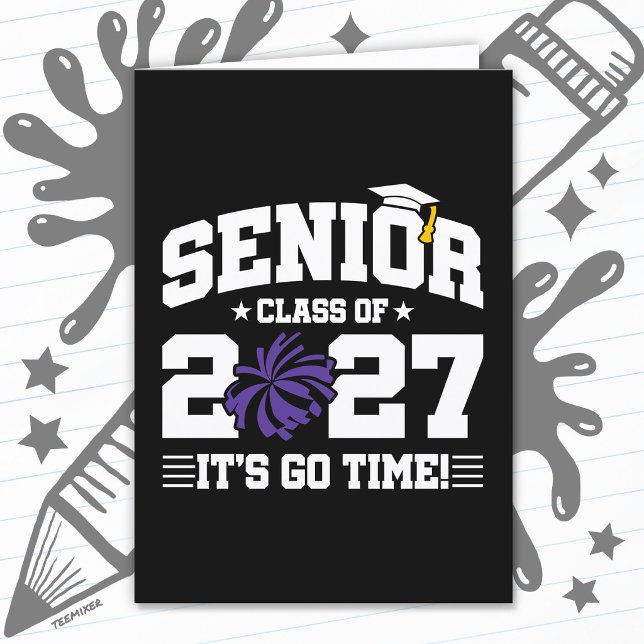 Graduation Year Go Time Cheer Senior Class of 2027 Card (Creator Uploaded)