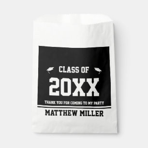 Graduation Year Grad's Name Black White Thank You  Favor Bag