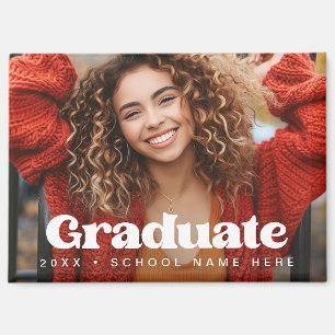 Graduation year photo retro font graduate magnet