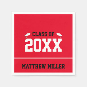 Graduation Year Red White and Black Graduate Name Napkins
