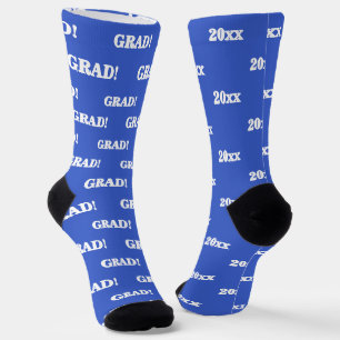 Graduation Year Royal Blue White Socks