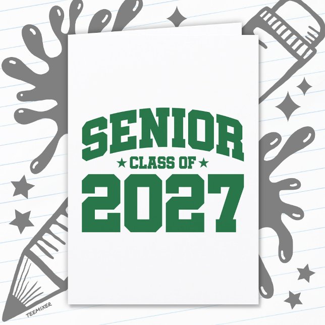 Graduation Year School Green Senior Class of 2027 Card (Creator Uploaded)