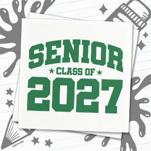 Graduation Year School Green Senior Class of 2027 Napkins