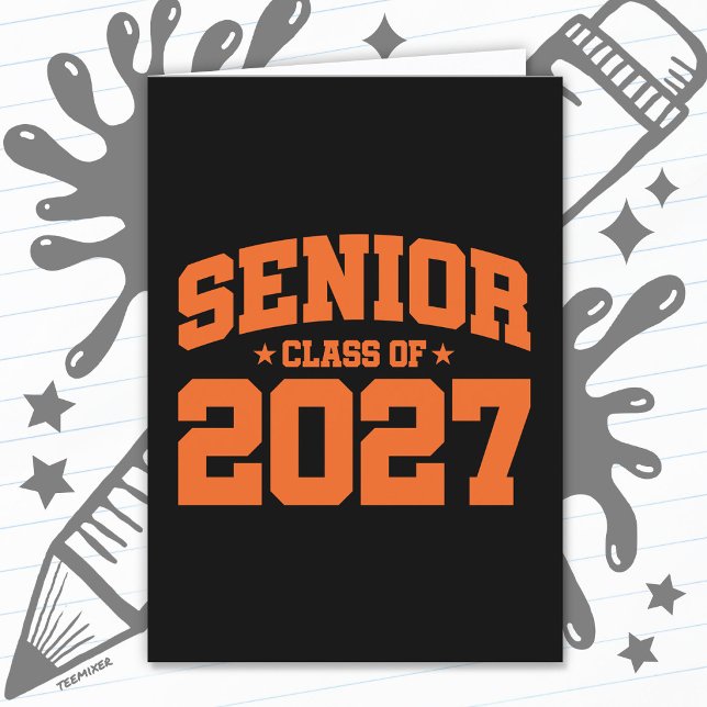 Graduation Year School Orange Senior Class of 2027 Card (Creator Uploaded)