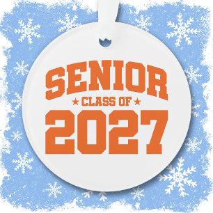 Graduation Year School Orange Senior Class of 2027 Ornament