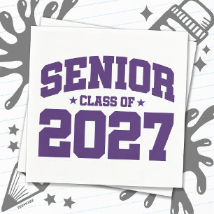 Graduation Year School Purple Senior Class of 2027 Napkins