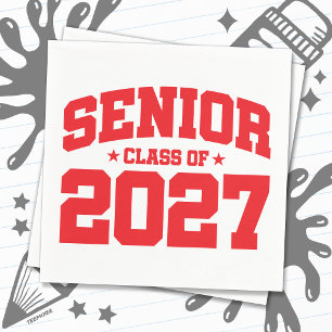 Graduation Year School Red Senior Class of 2027 Napkins