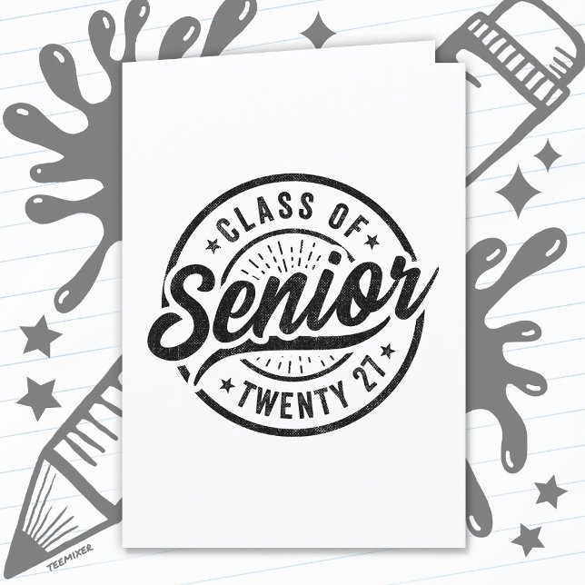 Graduation Year School Retro Senior Class of 2027 Card (Creator Uploaded)
