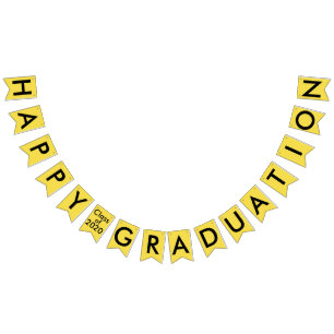 Graduation YEAR Yellow Black Bunting Flags