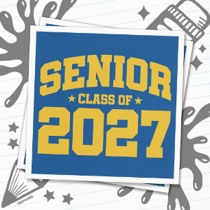 Graduation Year Yellow Gold Senior Class of 2027 Napkins