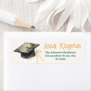 Graduation Yellow Elegant Return Address Labels