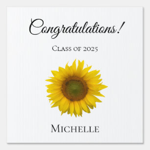 Graduation Yellow Sunflower Class of 2025 Sign