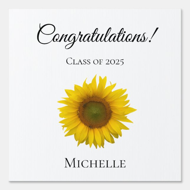 Graduation Yellow Sunflower Class of 2025 Sign (Front)