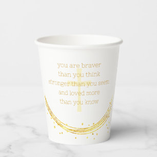 Graduation You're Braver Than You Think Gold Cross Paper Cups