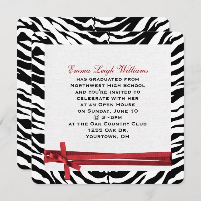 Graduation Zebra Frame Invitation (Front/Back)