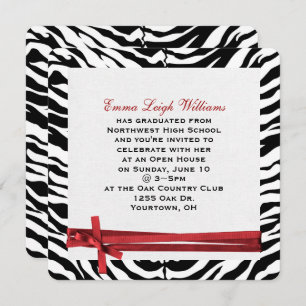 Graduation Zebra Frame Invitation